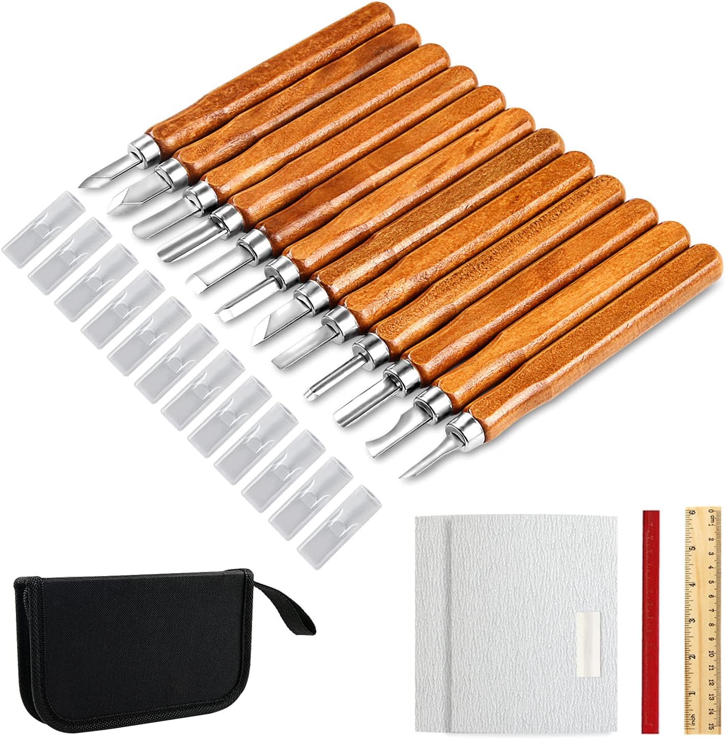 Wood Carving Knife Set, 20 PCS Wood Carving Kit | Carbon Steel, Wood Hand Tool for DIY Sculpture Carpenter Experts