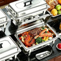 Chafing Dish Buffet Set 4 Packs,9 Quart Stainless Steel Foldable Rectangular Chafing Full Size Food Pan,Chafing
