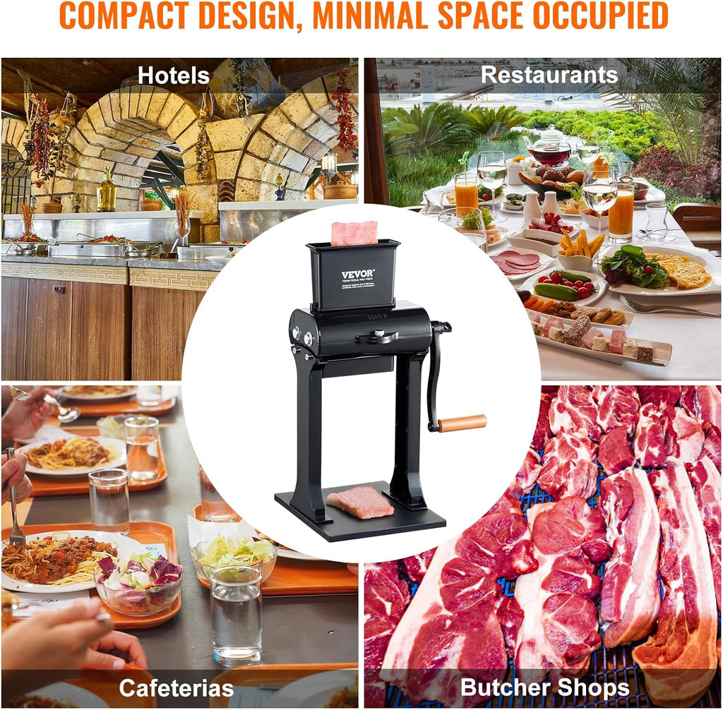 Commercial Meat Tenderizer, Stainless Steel Manual Meat Tenderizer Machine Heavy Duty Clamps, Easy Operation Kitchen