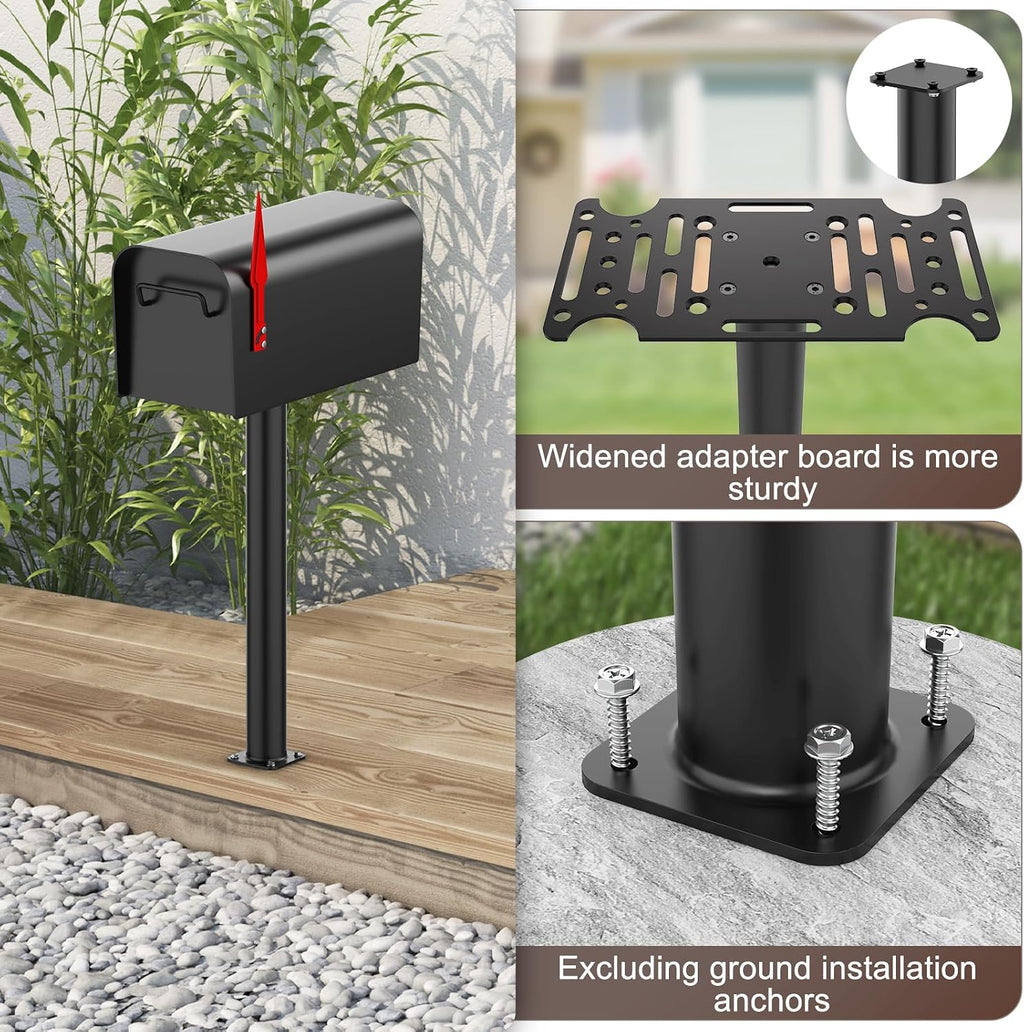 43" Mailbox Post with Mounting Bracket, Heavy Duty In-Ground Post for Outdoor Mailboxes, Compatible with Mail Boss