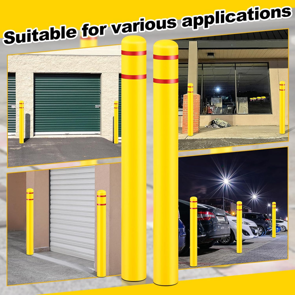 4 Pcs Bollard Covers Flat Top Post Sleeves for Parking, 5" X 52"