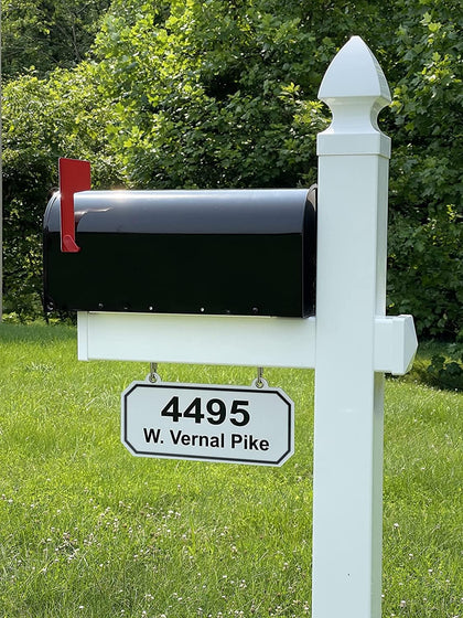 Loudon White Vinyl No-Dig Mailbox Post System & Mailbox | Includes a ground anchor stake for easy no-dig