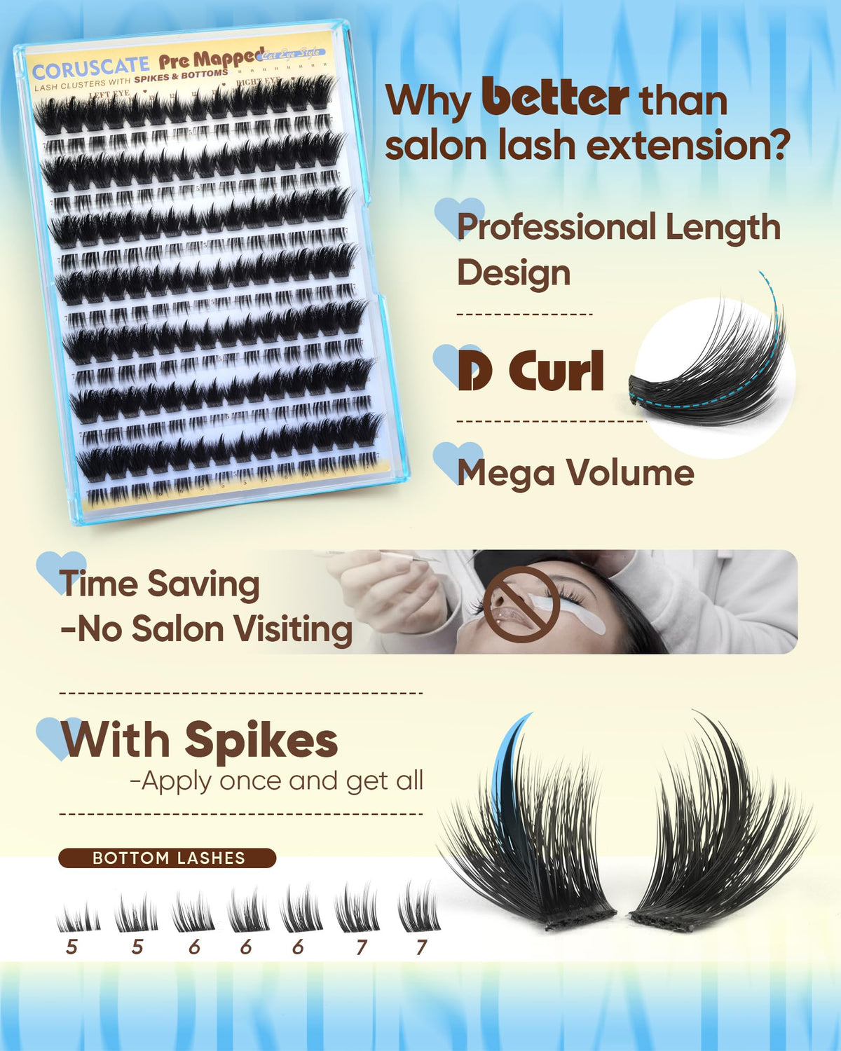 Lash Clusters with Bottom Lashes Spikes Cat Eye Eyelash Clusters