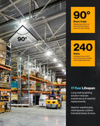 Sunco 2 Pack UFO LED High Bay Light, 240W, 6000K, 34800LM, Dimmable