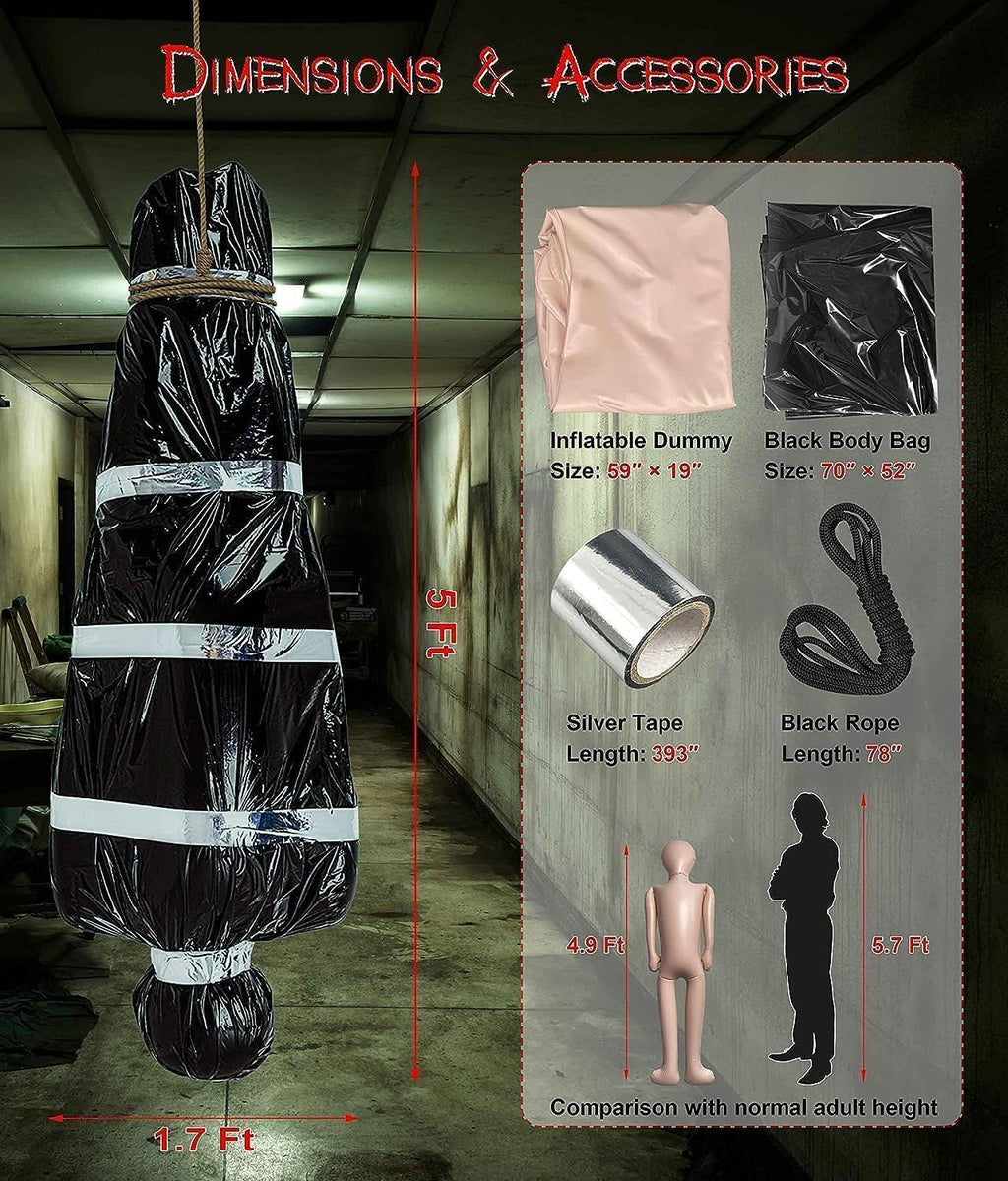 5ft Hanging Corpse Dead Victim Props Halloween Decorations Outdoor | Haunted Creepy House Halloween Decor, Scary