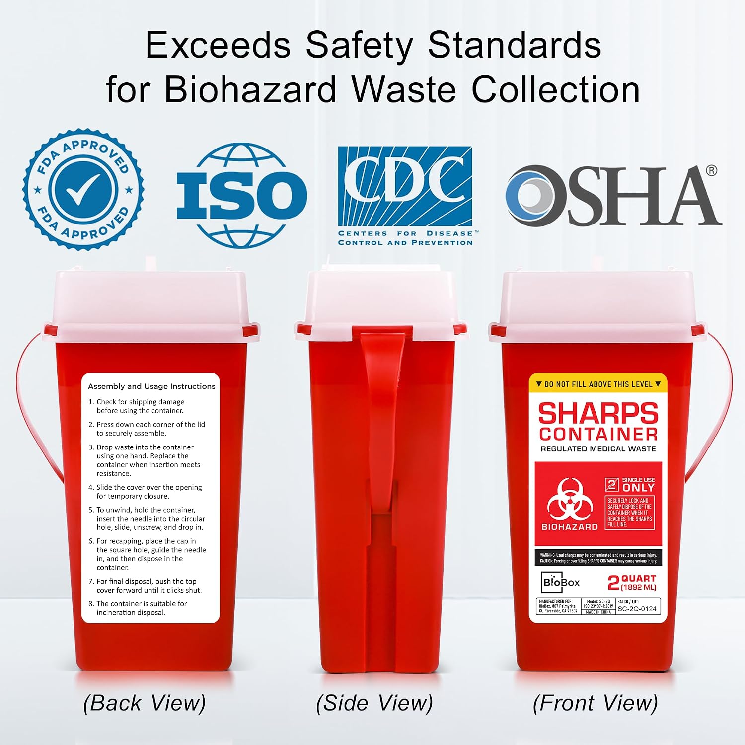 Sharps Container - Small Sharps Containers for Home Use, Travel & Disposal | 2 Quart (Pack of 1), Portable