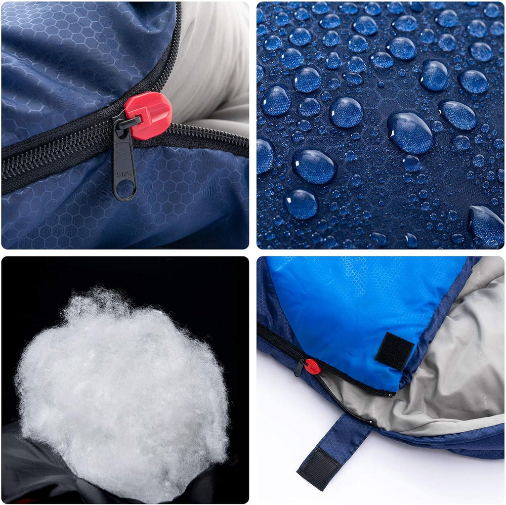 Sleeping Bag with Pillow - 4 Season Backpacking Sleeping Bag Lightweight Waterproof Warm and Washable for Adults