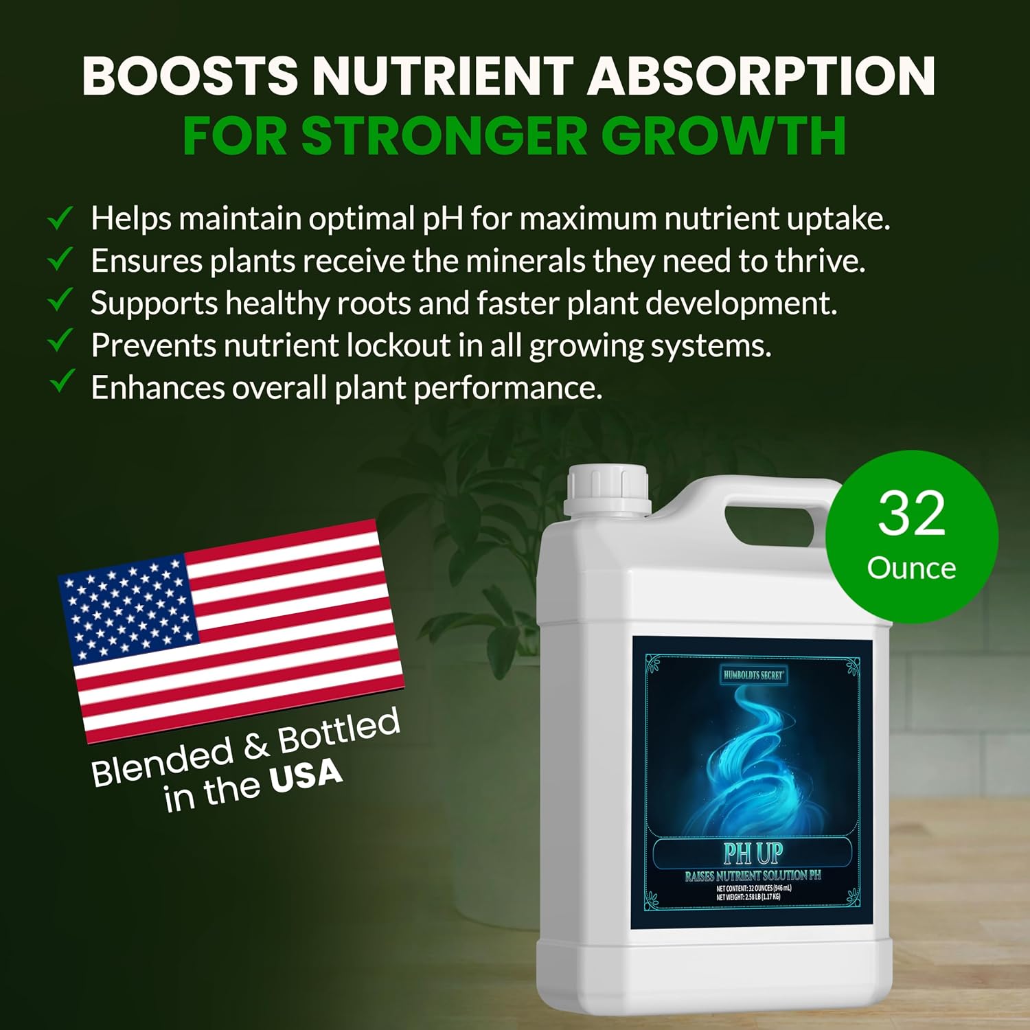 pH Up for Plants | Hydroponics and Soil pH Adjustment | Concentrated Potassium Hydroxide Formula | Raises Nutrient