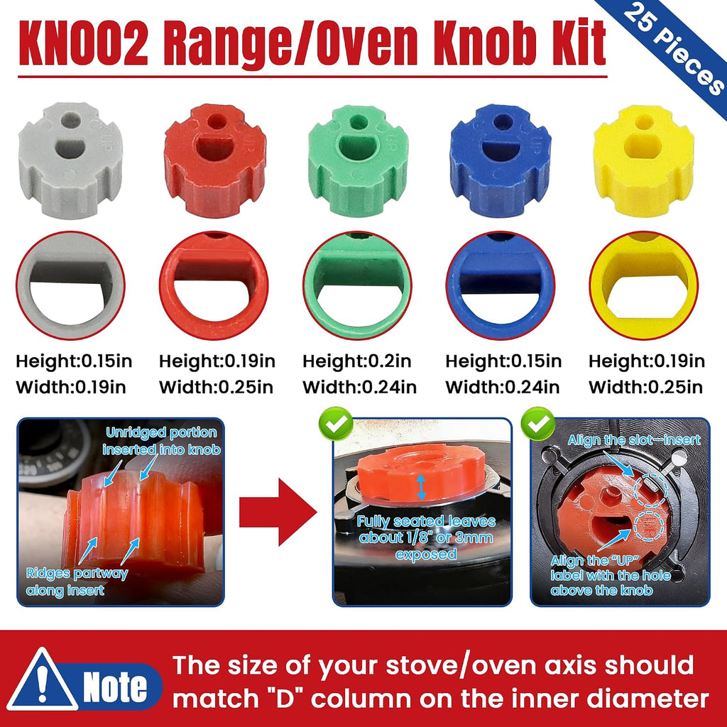 KN002 Stove Knobs Replacement for Roper Whirlpool Electric Stove - 5 Pack | KN002 RKE Electric Range Burner Knobs