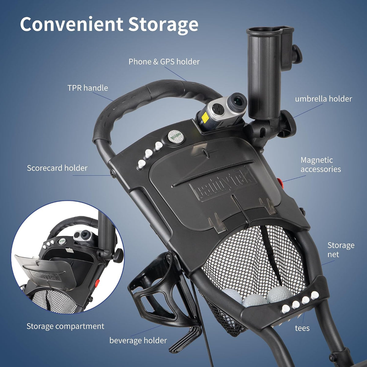 CaddyTek Superlite 4 Wheel Golf Push Cart, Explorer Version 8