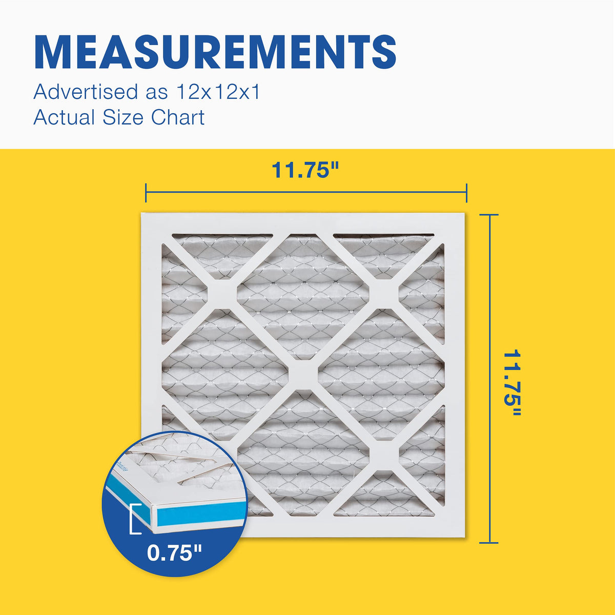 Air Filter 12x12x1 MERV 8 AC Filter, HVAC, Furnace Filter, 6 Pack