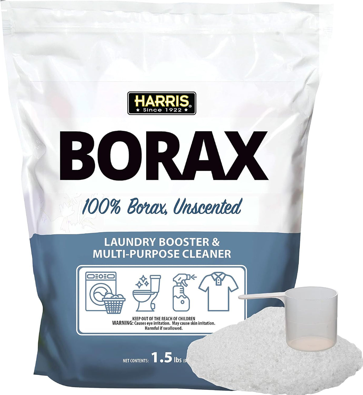 Borax Powder Hard Water Laundry Booster and Powerful Multi-Purpose Cleaner, 1.5lb (Unscented)