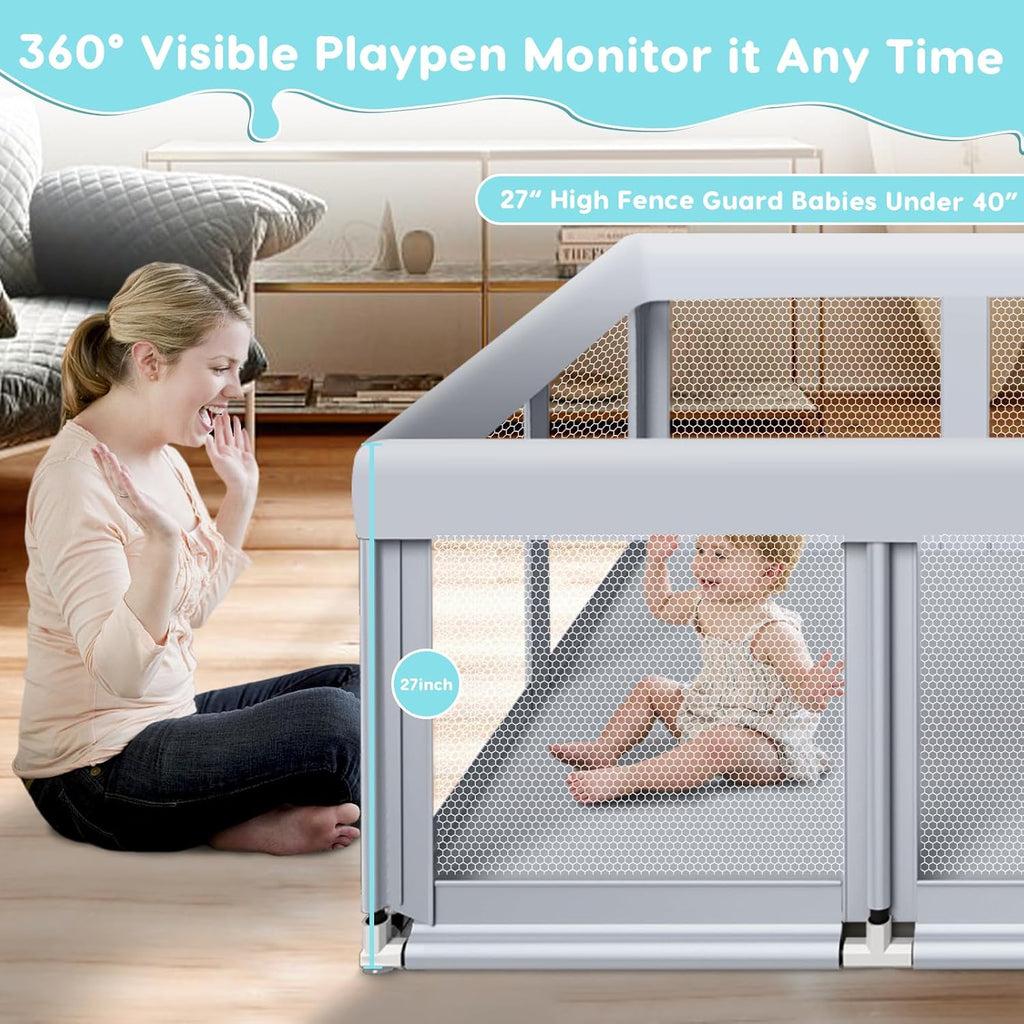 74" ×50" Large Baby Playpen, Baby Playard for Babies and Toddlers, Baby Fence Play Pens for Indoor & Outdoor, Sturdy