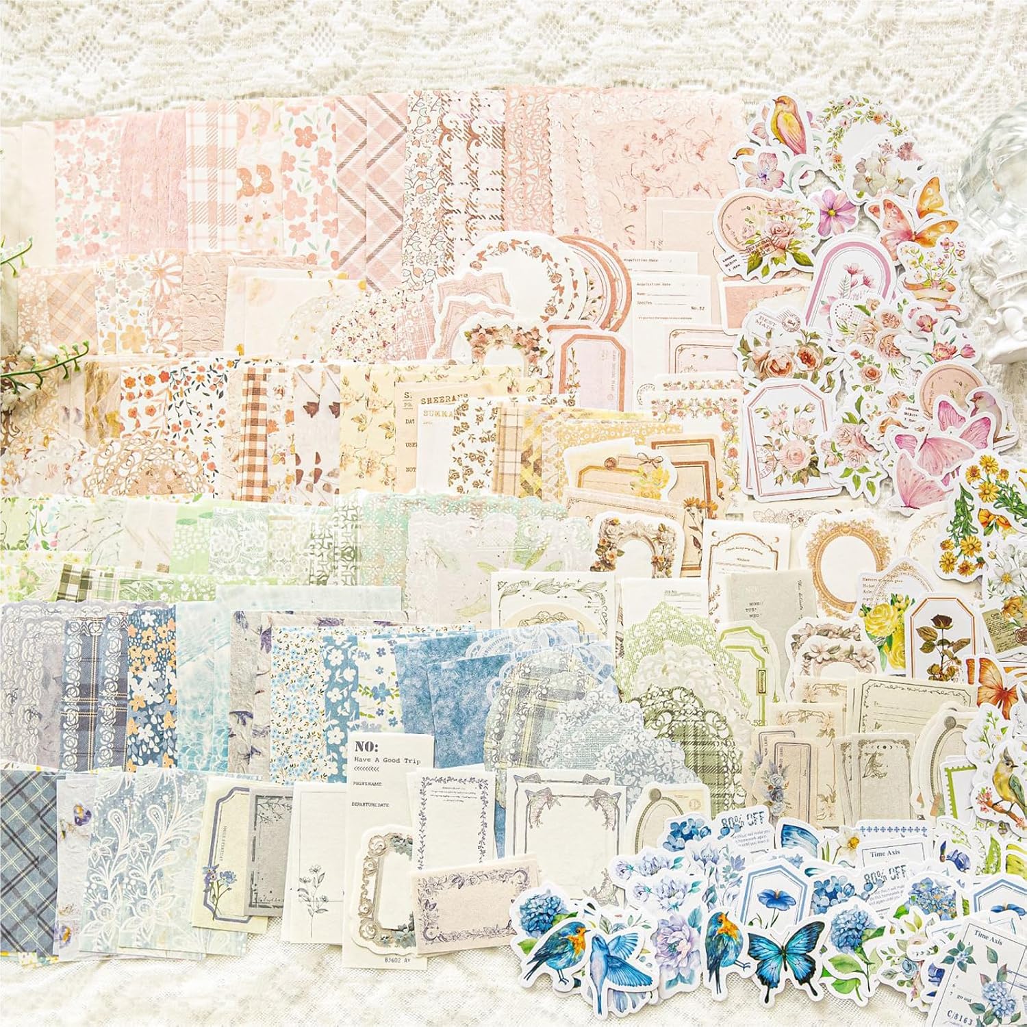 400 Sheets Scrapbook Papers Journaling Stickers Scrapbooking Supplies Kit Junk Journal Supplies Decorative Craft
