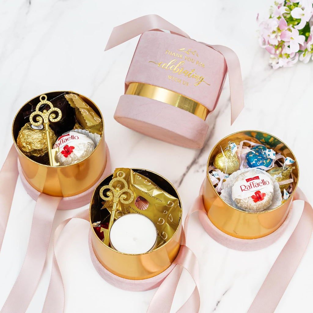 6-Pack Luxury Dusty Rose Favor Boxes, Wedding Gift Candy Boxes