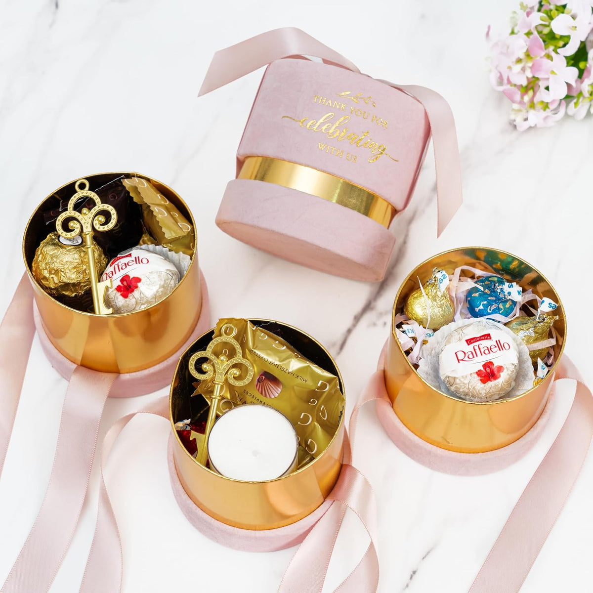 6-Pack Luxury Dusty Rose Favor Boxes, Wedding Gift Candy Boxes