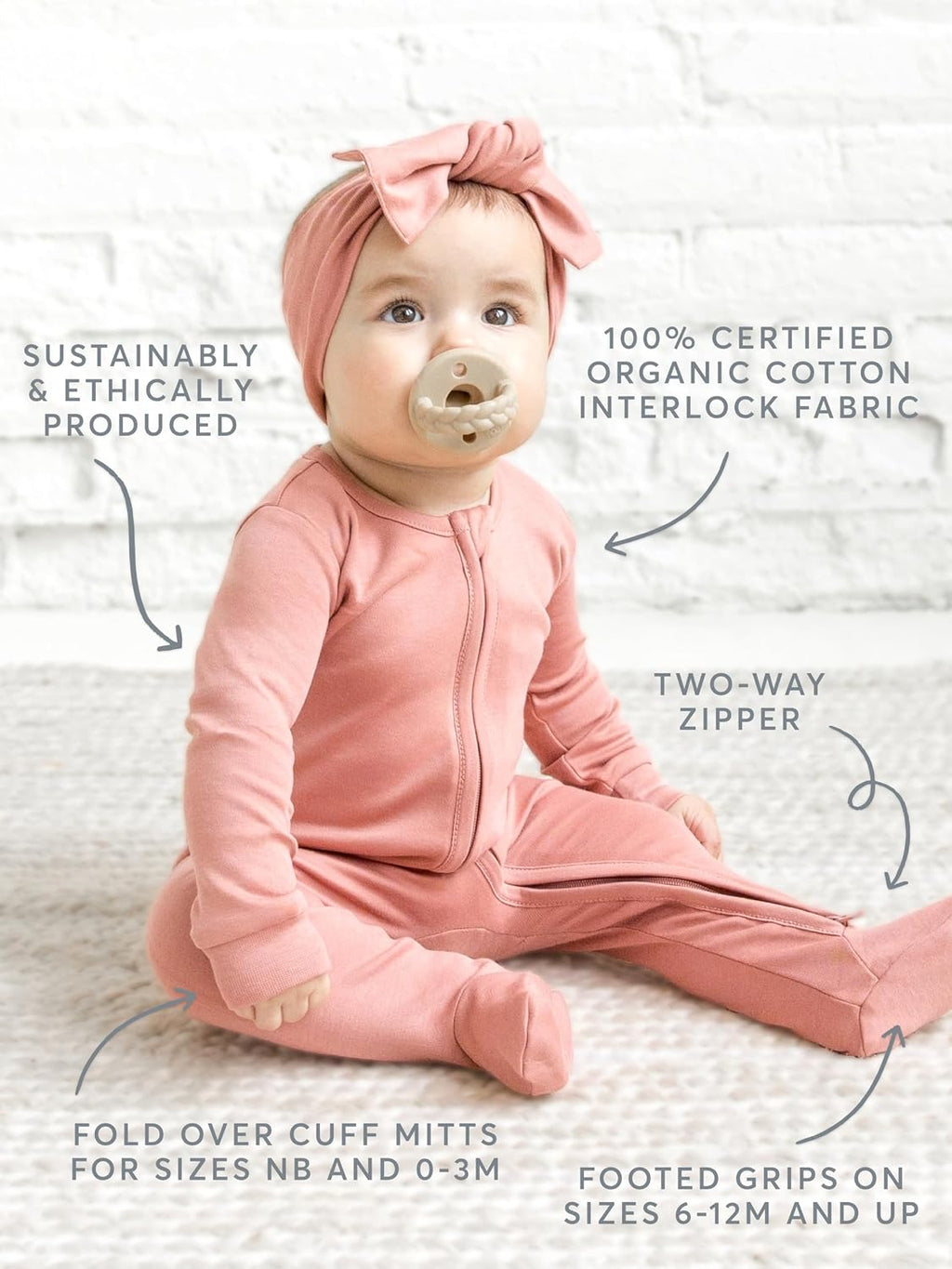 Baby Zip-Up Footed Sleeper with 2-Way Zipper - Organic Cotton Pajamas