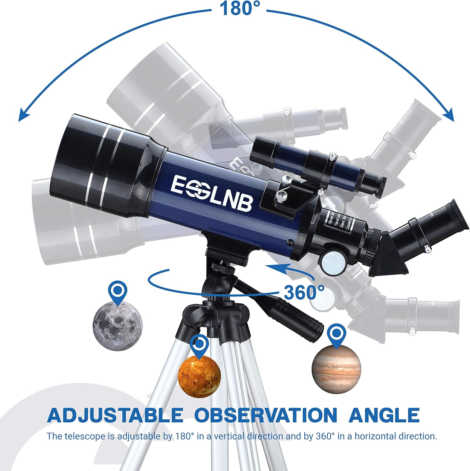 Telescope for Adults, 70mm Aperture Refractor Telescopes (15X-180X) for Astronomy Beginners, Portable Travel