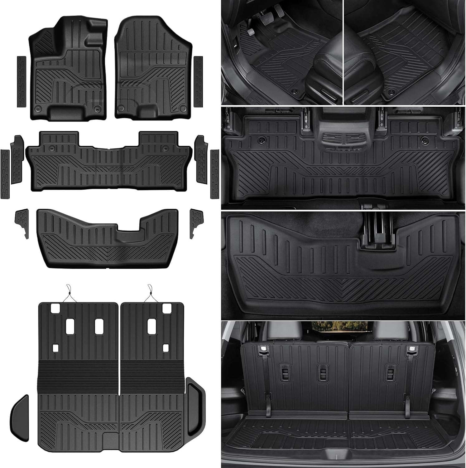 Floor Mats for 2016-2022 Honda Pilot 8 Passengers (No Elite Models), Cargo Mat with Backrest Mat All Weather