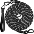 Long Dog Leash for Yard Tie Out & Recall Training, Black, 30FT