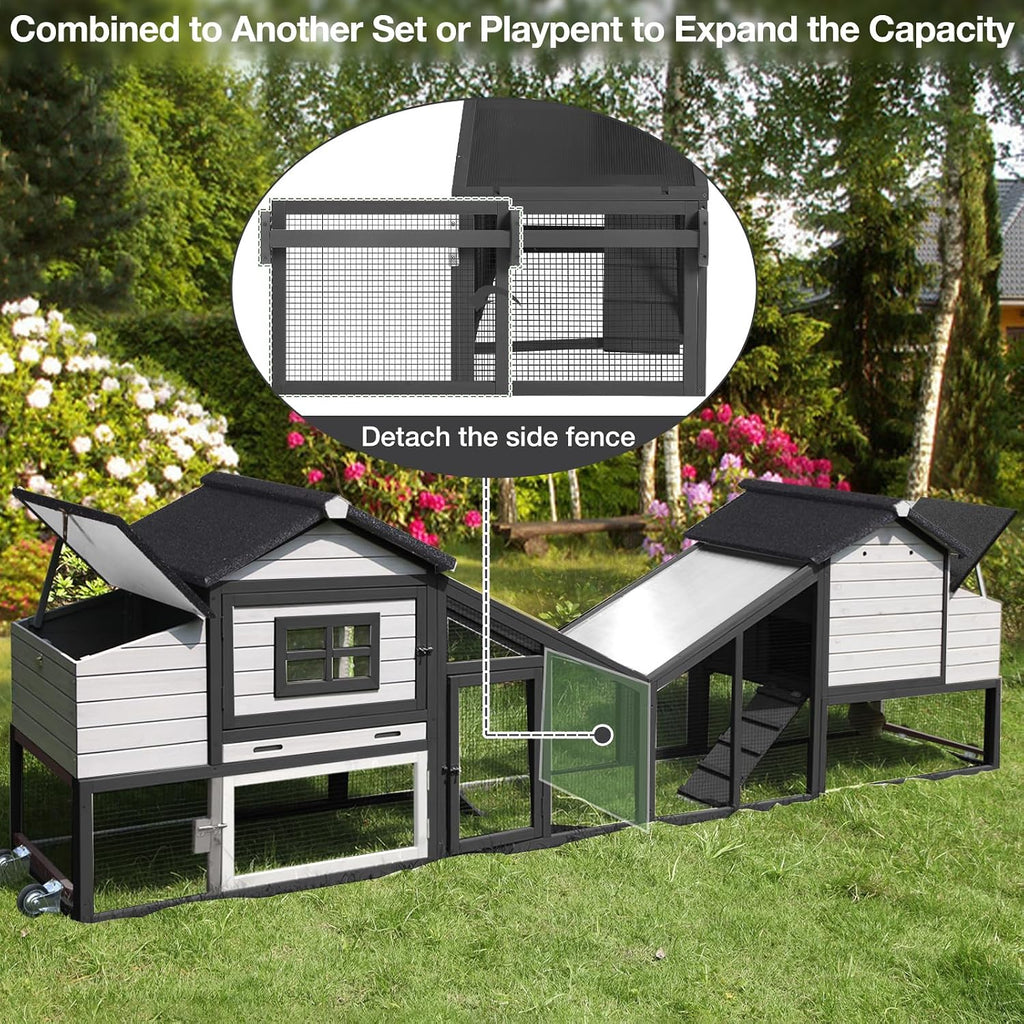 Mobile Chicken Coop for 2-4 Chickens with Wheels, Outdoor Hen House with Leak-Proof Tray, UV-Resistant Roof & Nesting