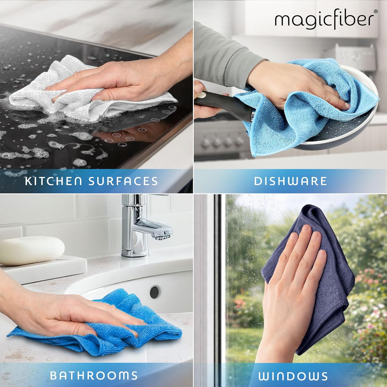 Microfiber Cleaning Cloth - Higher Quality, Larger Size - Micro Fiber Cloth for Cleaning Rags, Dust Cloths, Kitchen