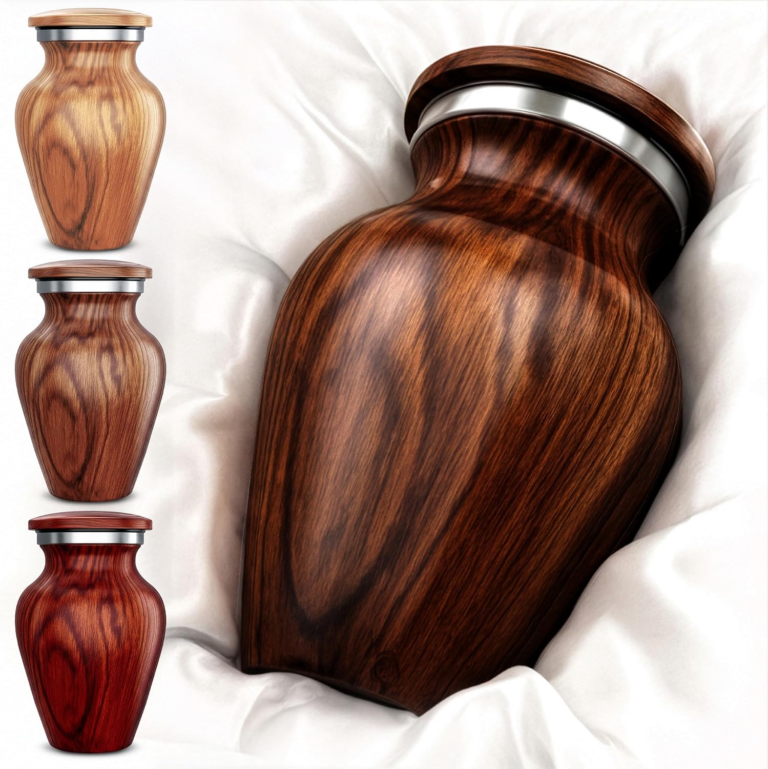 Small Keepsake Urn for Human Ashes – Cherry Wood Appearance Memorial – Handcrafted Mini Urn for Sharing – Recycled
