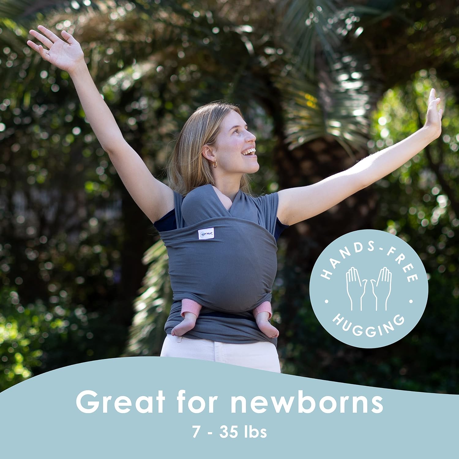 Baby Carrier 7-35 lbs - Stretchy Baby Wrap Infant Sling Dark Gray