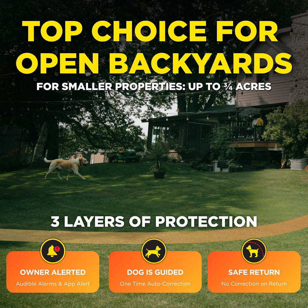 SMART Fence - No Subscription, in-Home Base Alarm & App Alerts, Portable Wireless Electric Invisible Fence for Dogs