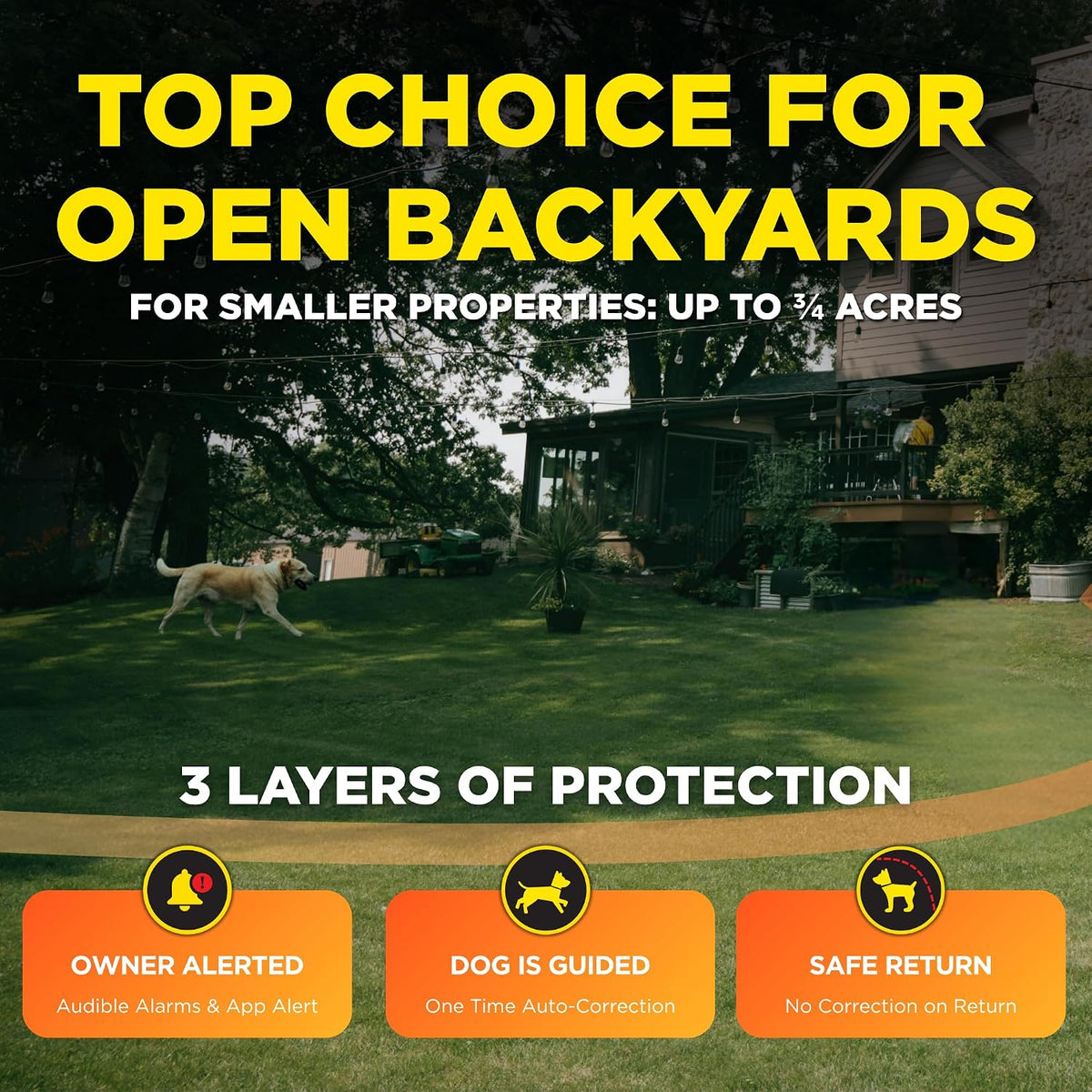 SMART Fence - No Subscription, in-Home Base Alarm & App Alerts, Portable Wireless Electric Invisible Fence for Dogs