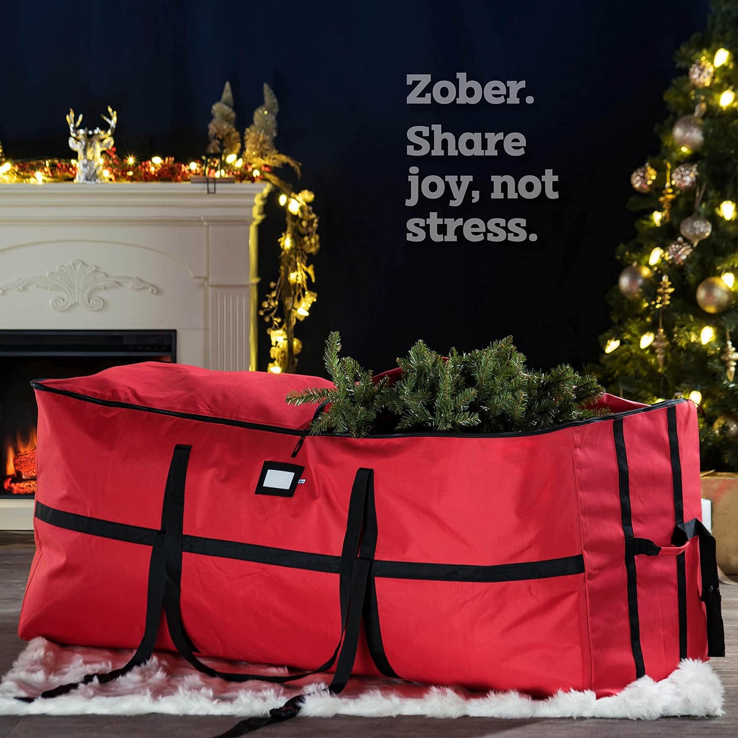 Wide Christmas Tree Storage Bag - Maximum Accessibility - Fits 9 Ft Trees - 600D Oxford Fabric Christmas Tree Bag For