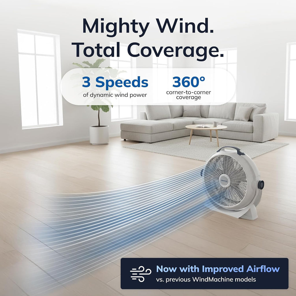 Lasko WINDMACHINE High Velocity Pivoting Floor Fan - 20" - 3301 - Gray