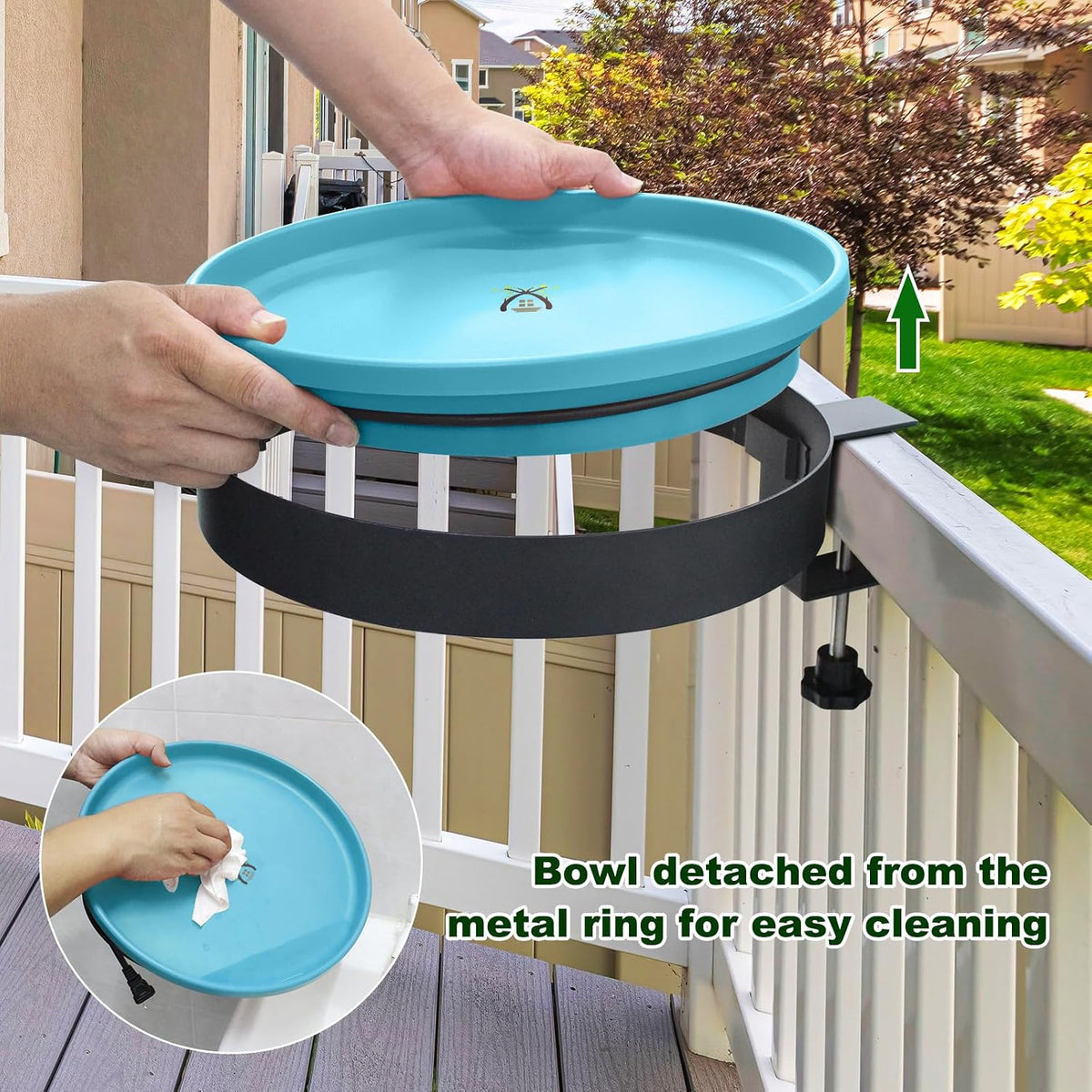 Heated Bird Bath for Outdoors for Winter, 3 Easy Ways to Mount Detachable Bird Bath Bowl, 75W Heated Bird Baths with