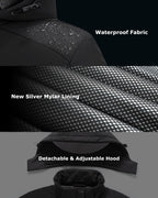 Men's Waterproof Heated Jacket with Battery & Detachable Hood