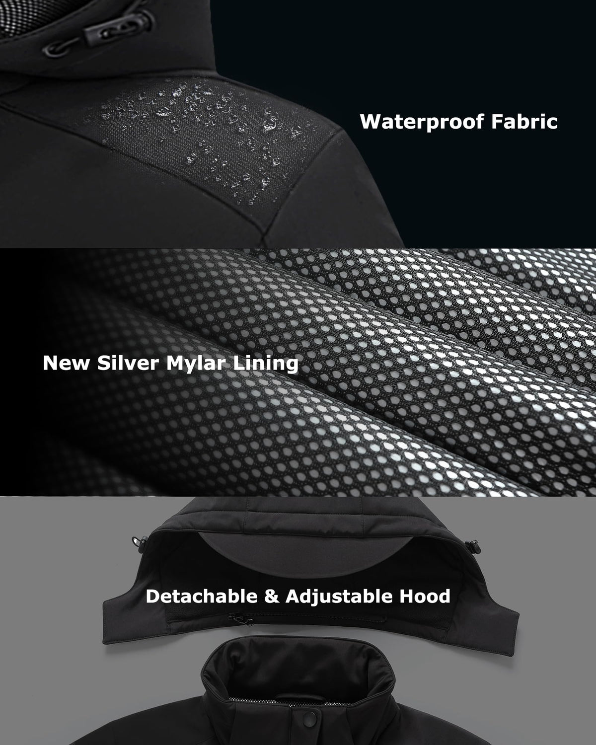 Men's Waterproof Heated Jacket with Battery & Detachable Hood