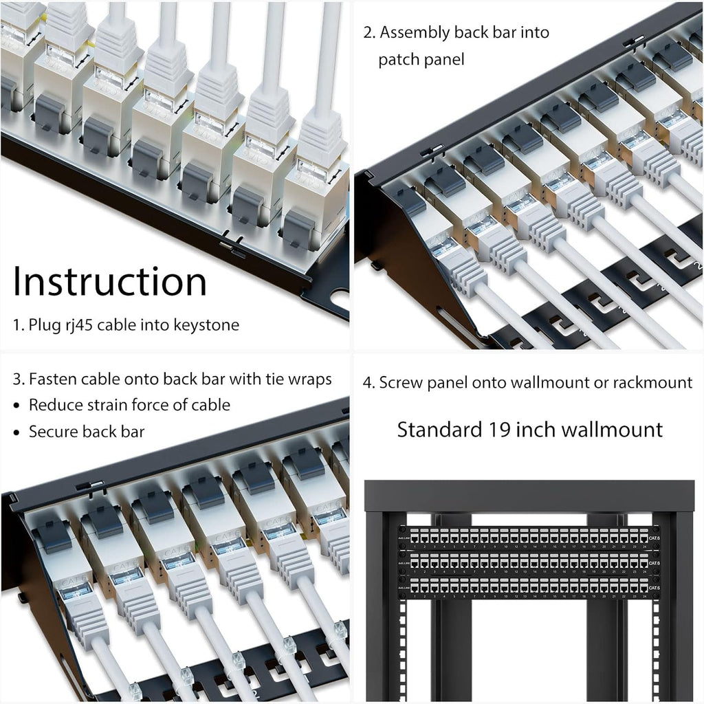 iwillink Cat6 Shielded Patch Panel 24 Port with RJ45 Keystone Coupler