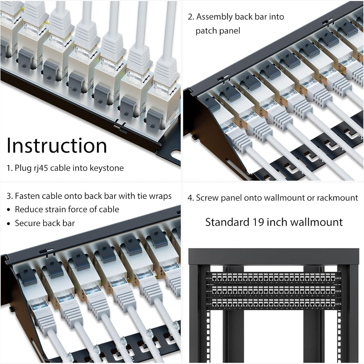 iwillink Cat6 Shielded Patch Panel 24 Port with RJ45 Keystone Coupler