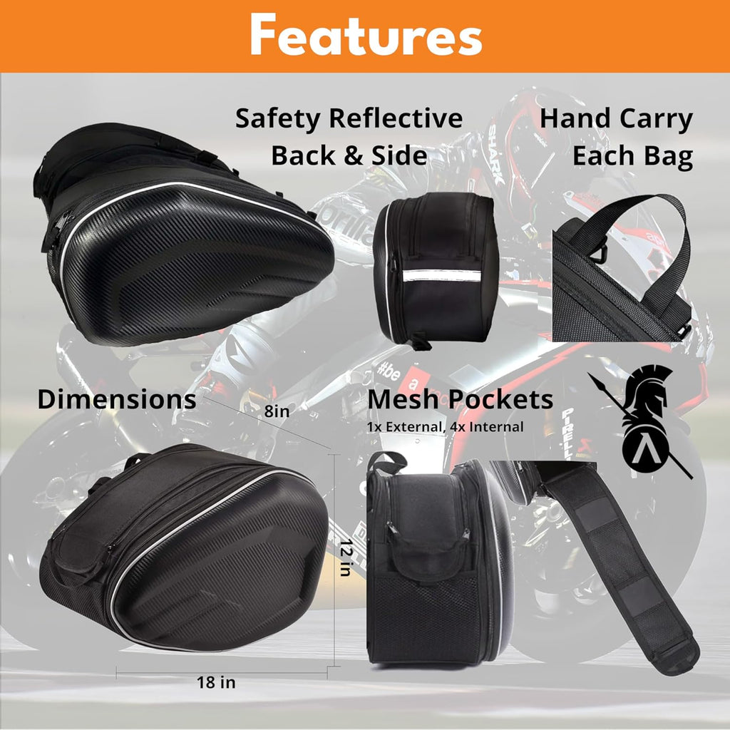PREMIUM Motorcycle Saddlebags, 36L-58L Expandable Capacity, Motorcycle Panniers Universal, Waterproof, Detachable
