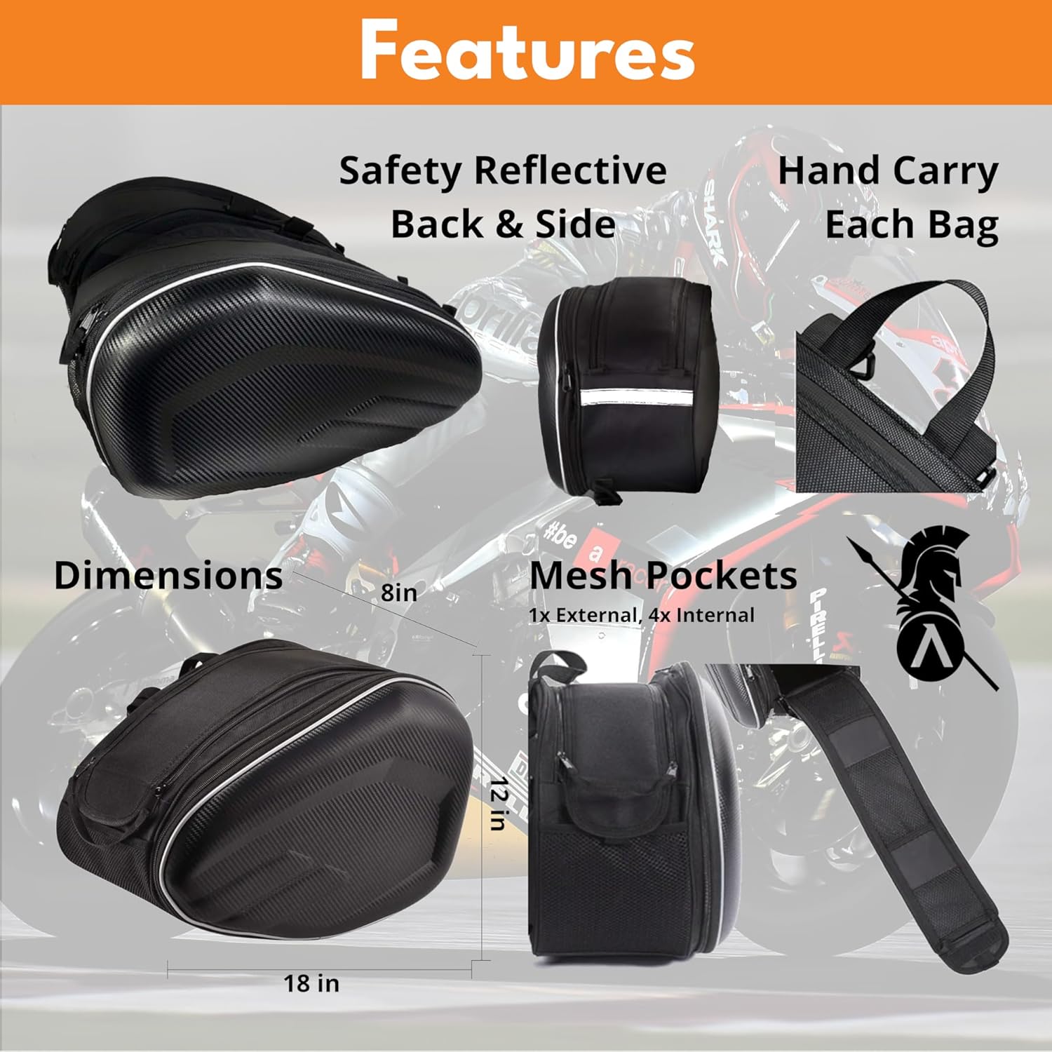 PREMIUM Motorcycle Saddlebags, 36L-58L Expandable Capacity, Motorcycle Panniers Universal, Waterproof, Detachable