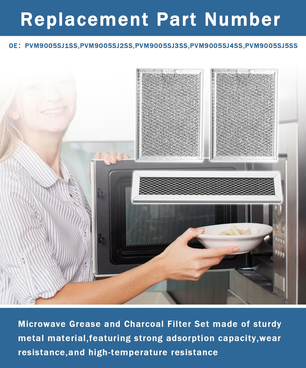 PVM9005SJ1SS 3pcs Microwave Grease&Charcoal Filter Set