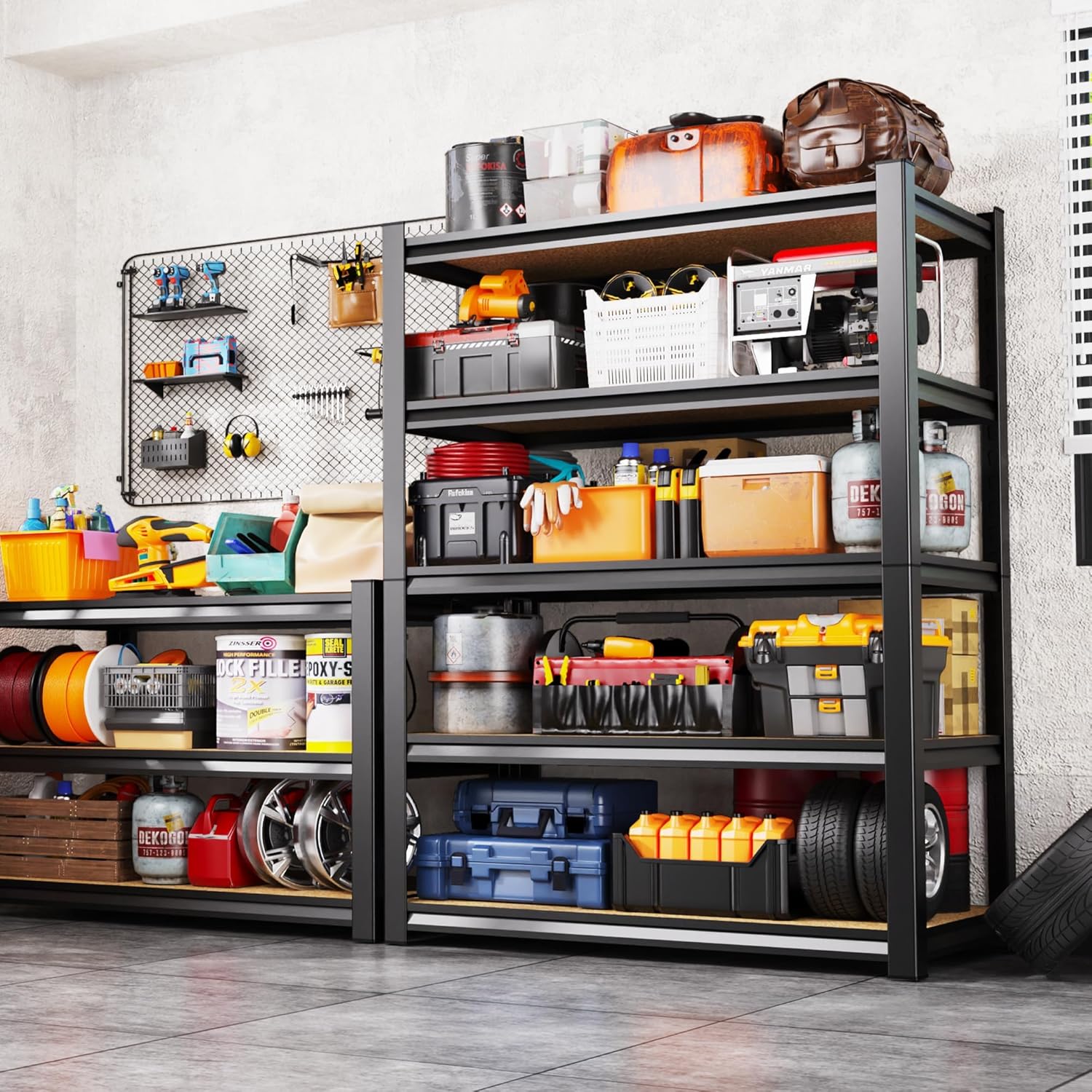 5-Tier Garage Shelving Heavy Duty Storage Shelves, Adjustable Shelving Unit, Utility Garage Organizer Shelf for