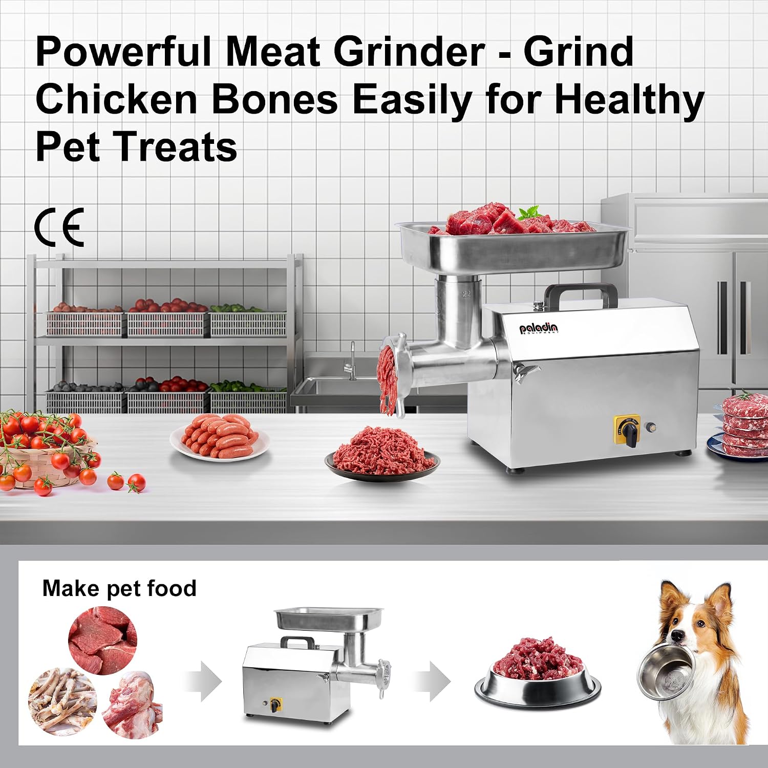 #22 Electric Commercial Meat Grinder Machine, 17 lbs/min