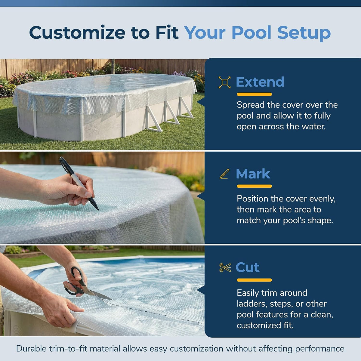 12x24-ft Oval Solar Pool Cover 12-Mil Clear – Solar Cover for Above Ground Pool, Thermal Bubble Blanket for Heat