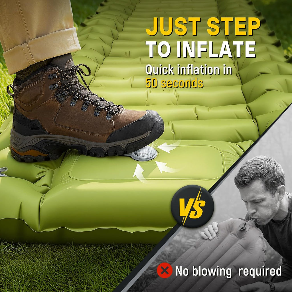 Sleeping Pad for Camping, Built-in Pump with Pillow | Waterproof, Air Mattress for Backpacking, Hiking, Tent