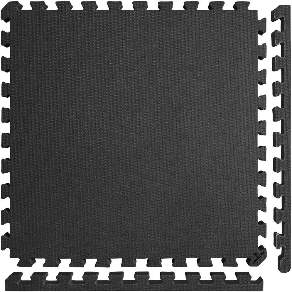 X-Thick 1.5" Interlocking EVA Foam Mats - BK - 10 Tiles (40 Sqft) | Extra-thick 2X cushioning w/ anti-slip grip. 2' x