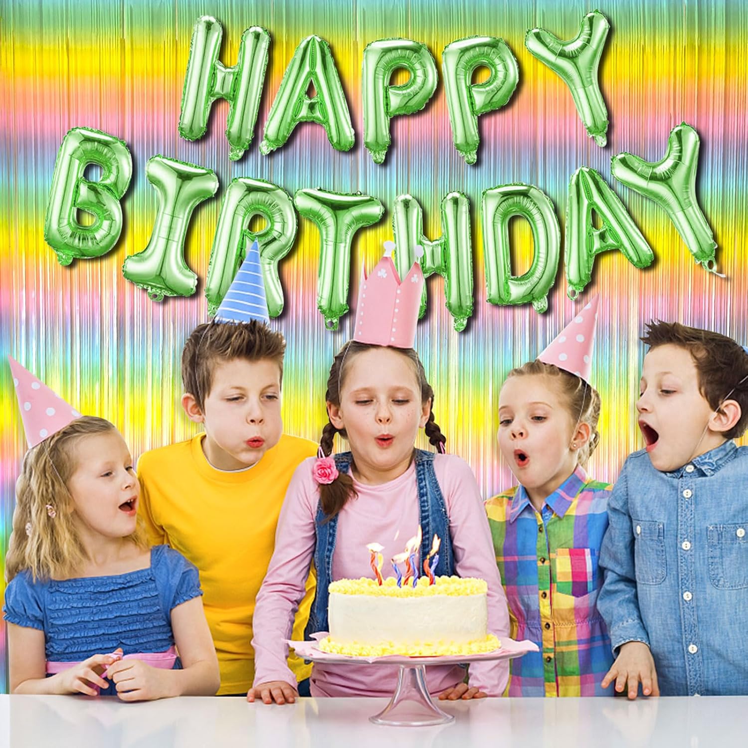 Pastel Rainbow Foil Fringe Curtain Streamers Party Backdrop Foil Fringe Backdrop Curtains Tinsel Streamers for