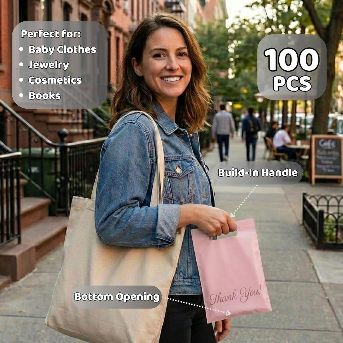 Pink Poly Mailers, 6x9, 100 Pack, Shipping Bags for Clothing
