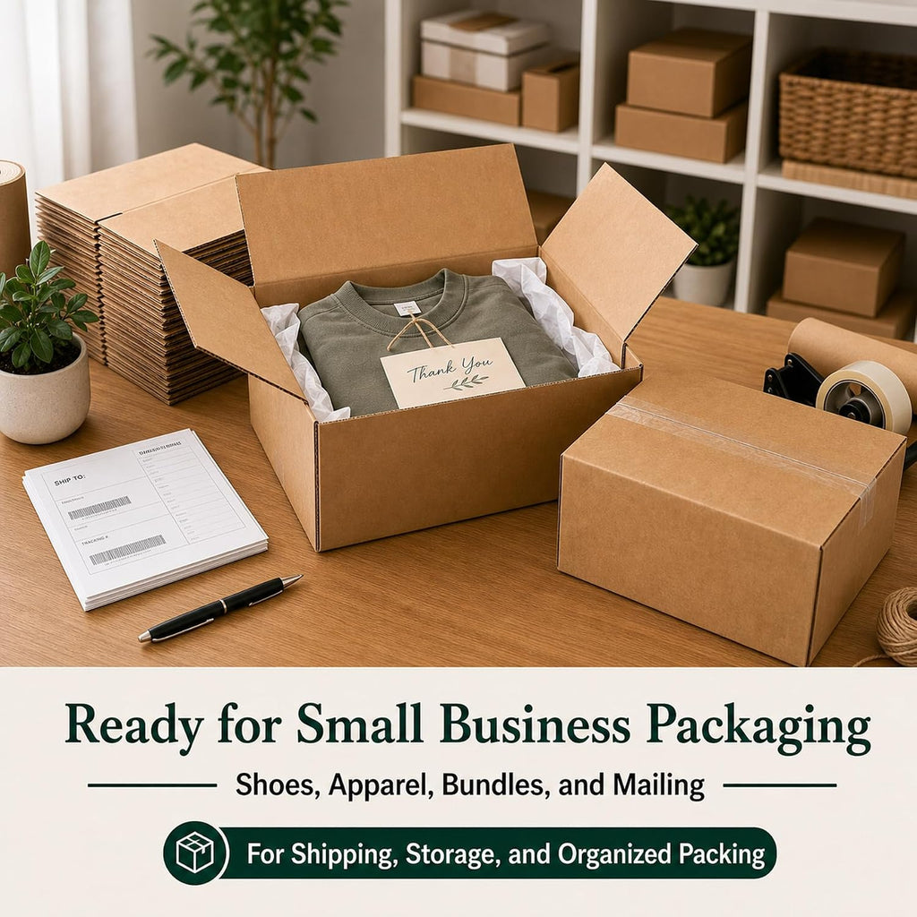 12x9x6 Brown Kraft Shipping Boxes for Small Business, 20 Pack