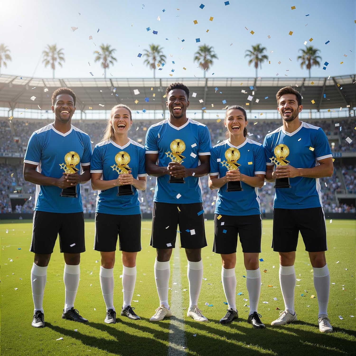 Soccer Trophies for Awards, 7.4 Inch Tall Gold Participation Plastic Trophy Cups Sports Tournament Contest Trophies