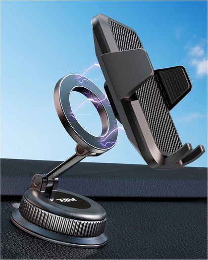 Car Phone Mount with Magnetic Clip for Magsafe & Android 360 Universal Suction Phone Mount for Dashboard Windshield